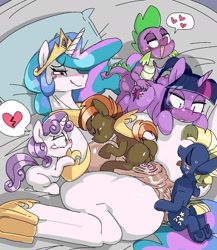 Size: 1079x1245 | Tagged: explicit, button mash, princess celestia, spike, sweetie belle, twilight sparkle, age difference, alicorn, anal, artist needed, bed, celestia is a foal fiddler, colt, colt on mare, crotchboobs, crying, cuckolding, dragon, earth pony, female, foal, foalcon, g4, group sex, horn, imported from derpibooru, indoors, lesbian, male, mare, nudity, orgy, penetration, pony, pseudoincest, sex, ship:buttonlestia, ship:trackerlestia, ship:twispike, shipping, short mane, source needed, spread legs, spreading, star tracker, straight, straight shota, sweetielestia, twilight is a foal fiddler, unicorn, unicorn twilight, wingless spike
