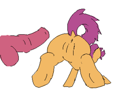Size: 948x756 | Tagged: explicit, artist:dragonlover69, scootaloo, oc, oc:dragonlover69, age difference, anus, balls, canon x oc, disembodied penis, female, female focus, filly, foal, foalcon, g4, imminent sex, imported from derpibooru, male, nudity, pegasus, penis, pony, scoover, size difference, solo focus, stallion, stallion on filly, straight, vulva