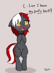 Size: 2866x3853 | Tagged: explicit, artist:potzm, oc, oc:lawyshadow, bipedal, collar, cute, cute porn, dialogue, female, filly, foal, foalcon, genitals, heart eyes, high res, horn, imported from derpibooru, nudity, oc only, pony, solo, solo female, unicorn, vulva, vulva blush, wingding eyes