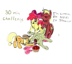 Size: 1280x1131 | Tagged: explicit, grimdark, grotesque, artist:hexado, apple bloom, applejack, 30 minute art challenge, abdominal bulge, anal foodplay, anal insertion, anal prolapse, anonymous artist, anus, apple, appleplay, big macintosh, blowjob, cervical insertion, cervical penetration, deepthroat, earth pony, fetish, foalcon, food, g4, imported from derpibooru, inflation, insertion, multiple penetration, nudity, oral, pony, prolapse, rape, sex, strawberry sunrise, stuffing, triple penetration, urine, vaginal insertion, vulva, wat, watersports