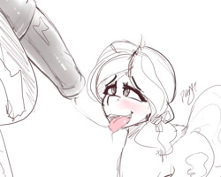 Size: 942x753 | Tagged: explicit, artist:dragk, ahegao, blushing, female, foalcon, g4, implied blowjob, implied oral, implied sex, imported from derpibooru, kettle corn, male, marks and recreation, my little pony: friendship is magic, nudity, open mouth, penis, pony, straight, that was fast, thunderlane, tongue out