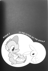 Size: 1275x1864 | Tagged: explicit, artist:kmart0614, spike, comic:dragonshy, angel bunny, black and white, comic, dragon, erection, foalcon, g4, gay, grayscale, ichiba, imported from derpibooru, interspecies, male, monochrome, nudity, penis, ship:angelspike, shipping