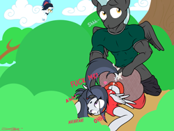 Size: 2048x1536 | Tagged: explicit, artist:lefthighkick, shining armor, age difference, ahegao, anal, anal creampie, bottom armor, bottom heavy, brother, brothers, caught, colt, creampie, cum, dialogue, femboy, foal, foalcon, from behind, g4, gay, huge butt, imported from derpibooru, impossibly large butt, incest, large butt, male, muscles, open mouth, outdoor sex, outdoors, pegasus, penetration, pony, rumble, semi-anthro, sex, shining femboy armor, ship:rumblelane, sibling incest, siblings, stallion, stallion on colt, thunderlane, trap, vulgar