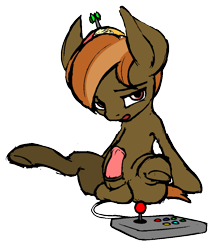 Size: 894x1024 | Tagged: explicit, artist:vulapa, button mash, balls, color edit, colored, colt, earth pony, edit, foal, foalcon, g4, hat, horsecock, imported from derpibooru, legs in air, male, nudity, penis, pony, propeller hat, reasonably sized genitals, sex toy, simple background, solo, solo male, transparent background, vibrator