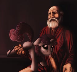 Size: 1250x1169 | Tagged: explicit, artist:darkstylerz, sweetie belle, bald, beard, blowjob, chiaroscuro, clothes, drool, drool string, erection, facial hair, female, filly, foal, foalcon, foreskin, g4, gerontophilia, human, human male, human male on filly, human on pony action, human penis, imported from derpibooru, interspecies, just the tip, looking up, male, nudity, old, oral, pen, penis, pony, robe, sex, source needed, straight, unicorn, useless source url, wacom stylus