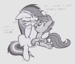 Size: 1298x1119 | Tagged: explicit, artist:lockerobster, rainbow dash, scootaloo, assisted masturbation, blushing, clopping, cute, cute porn, female, filly, foal, foalcon, g4, grinding, hoofing, hoofjob, imported from derpibooru, incest play, lesbian, monochrome, pegasus, pony, ship:scootadash, shipping