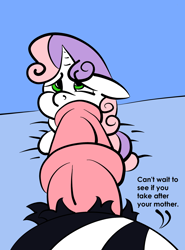 Size: 1738x2345 | Tagged: explicit, grimdark, artist:justanotherponyartblog, sweetie belle, about to get her stripes, big penis, blowjob, female, filly, foal, foalcon, foreshortening, g4, imminent rape, imminent sex, imported from derpibooru, interspecies, just another pony art blog, male, male pov, nudity, offscreen character, oral, penis, pony, pov, pubic hair, sex, size difference, zebra, zebra supremacy, zebradom