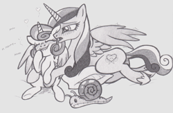 Size: 1451x947 | Tagged: explicit, artist:lockerobster, princess flurry heart, alicorn, anus, assisted masturbation, babycon, bad parenting, blushing, clopping, cute, cute porn, female, filly, flurrybetes, foal, foalcon, g4, genitals, hoofing, imported from derpibooru, incest, infidelity, lesbian, mare, mare on filly, masturbation, monochrome, mother and child, mother and daughter, nudity, pony, princess cadance, ship:flurrydance, shipping, whammy