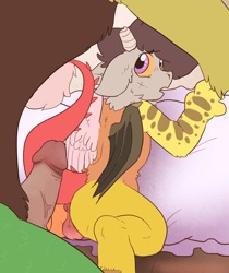 Size: 798x948 | Tagged: explicit, artist:cottoncloudy, oc, oc:desorde, anus, balls, broken horn, discord, draconequus, draconequus oc, foalcon, g4, hooves, horn, human penis, imminent sex, implied gay, imported from derpibooru, looking back, looming over, male, nudity, penis, wings
