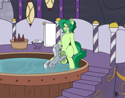 Size: 1689x1329 | Tagged: explicit, artist:002a, artist:appelknekten, silver spoon, oc, oc:appel, anus, appel in ponyville, balls, bathing, bathtub, big balls, color edit, colored, derpibooru exclusive, earth pony, edit, female, filly, foal, foalcon, g4, glasses, horsecock, hyper, hyper balls, imported from derpibooru, impossibly large balls, licking, licking cock, male, nudity, oral, penis, pony, prostitution, sex, sheath, sheathed, stallion, stallion on filly, story included, straight, tongue out, vulva, wet, wet mane