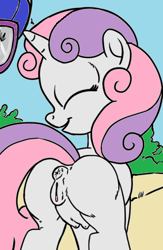 Size: 331x507 | Tagged: explicit, artist:smudge proof, sweetie belle, anus, blank flank, butt, color edit, colored, crotchboobs, edit, female, filly, foal, foalcon, g4, imported from derpibooru, nipples, nudity, plot, ponut, pony, solo, solo female, sweetie butt, teats, vulva