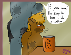 Size: 2400x1850 | Tagged: explicit, artist:lazyfable, oc, oc:mox, age difference, foalcon, gay, imported from derpibooru, male, oc only, pony, size difference, young
