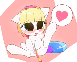 Size: 2102x1685 | Tagged: explicit, artist:monon0, blushing, female, filly, foal, foalcon, g3, g3.5, heart, imported from derpibooru, insertion, nudity, paintbrush, pony, solo, solo female, toola-roola, vaginal insertion, vulva