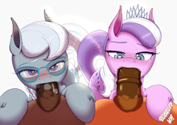 Size: 7016x4961 | Tagged: explicit, artist:wolfmask, diamond tiara, silver spoon, absurd resolution, big penis, blowjob, blushing, female, foalcon, g4, heart eyes, imported from derpibooru, looking at you, male, nudity, offscreen character, oral, penis, pony, pov, sex, straight, wingding eyes