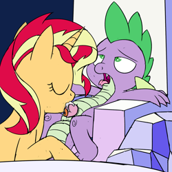 Size: 1920x1920 | Tagged: explicit, artist:dtcx97, spike, ahegao, blowjob, chair, colored, cum, cum in mouth, deepthroat, dragon, dragon on pony action, eyes closed, female, foalcon, friendship throne, g4, imported from derpibooru, interspecies, male, nudity, open mouth, oral, penis, pony, sex, ship:sunsetspike, shipping, sketch, straight, straight shota, sunset shimmer, throne, tongue out, unicorn