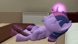 Size: 800x450 | Tagged: explicit, artist:papadragon69, twilight sparkle, 3d, age regression, alicorn, animated, baby, baby pony, babycon, bed, bedroom eyes, dildo, eyes closed, female, filly, filly twilight sparkle, foal, foalcon, folded wings, g4, gif, glowing, glowing horn, horn, imported from derpibooru, insertion, lying down, magic, magic aura, on back, pacifier, pony, sex toy, solo, solo female, source filmmaker, telekinesis, vaginal insertion, wings, younger