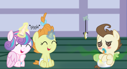 Size: 3597x1977 | Tagged: questionable, artist:babyshy, princess flurry heart, baby, baby pony, babycon, blushing, diaper, fetish, foalcon, g4, giggling, hypnosis, imported from derpibooru, levitation, magic, masturbation, messy diaper, pacifier, pony, poop, poopy diaper, pound cake, pumpkin cake, show accurate, show accurate porn, stink lines, swirly eyes, telekinesis, urine, watch, wet diaper