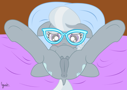 Size: 3436x2417 | Tagged: explicit, artist:grinch, silver spoon, blushing, crotchboobs, earth pony, female, filly, foal, foalcon, g4, glasses, high res, imported from derpibooru, nipples, nudity, pony, solo, solo female, spread legs, spreading, teats, vulva