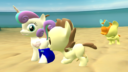 Size: 1920x1080 | Tagged: explicit, artist:papadragon69, princess flurry heart, 3d, assisted exposure, baby, babycon, beach, butt, coppertone parody, diaper, diaper pulled down, facehoof, foalcon, g4, imported from derpibooru, nudity, plot, pony, pound cake, pumpkin cake, source filmmaker, stripping, swim diaper