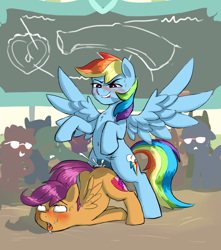 Size: 2500x2826 | Tagged: explicit, artist:crade, editor:deserter, rainbow dash, scootaloo, ahegao, anal, anal creampie, anal orgasm, belly button, blushing, creampie, cum, edit, exhibitionism, female, filly, foal, foalcon, futa, futa on female, futa on filly, futa rainbow dash, g4, high res, horsecock, imported from derpibooru, intersex, nudity, open mouth, orgasm, penetration, penis, pony, public humiliation, public sex, sex, ship:scootadash, shipping, simultaneous orgasm