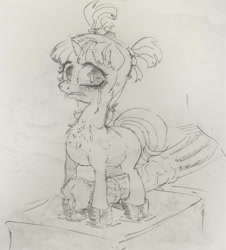 Size: 903x1000 | Tagged: explicit, grimdark, artist:jericoanon, starlight glimmer, abuse, bondage, bondage furniture, chest fluff, crying, female, filly, filly starlight glimmer, foal, foalcon, g4, glimmerbuse, grayscale, horsecock, imminent rape, imminent sex, imported from derpibooru, monochrome, nudity, penis, pony, scared, shackles, spreader bar, this will end in tears and/or death, traditional art, unicorn, younger