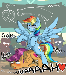 Size: 2500x2826 | Tagged: explicit, artist:crade, rainbow dash, scootaloo, ahegao, anal, anal creampie, anal orgasm, blushing, creampie, cum, cum while penetrated, cumming, exhibitionism, foalcon, futa, futa on futa, futa rainbow dash, futa scootaloo, g4, hands free, high res, horsecock, imported from derpibooru, intersex, nudity, open mouth, orgasm, orgasm cumshot, penetration, penis, pony, public humiliation, public sex, sex, ship:scootadash, shipping, simultaneous orgasm