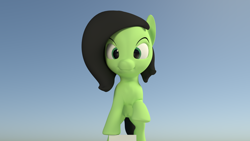 Size: 3840x2160 | Tagged: questionable, artist:anon-0df3, oc, oc:filly anon, 3d, crotchboobs, female, filly, foal, foalcon, high res, hoof in air, imported from derpibooru, nipples, nudity, oc only, pony, simple background, smug, teats