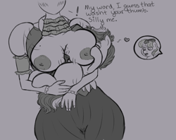 Size: 1207x955 | Tagged: explicit, artist:hipsanon, oc, oc:femanon, boobjob, breasts, cheerilee, colt, female, foal, foalcon, g4, human, human female, human on pony action, imported from derpibooru, interspecies, male, nipples, nudity, partial nudity, penis, pony, rumble, straight, straight shota, vaginal secretions