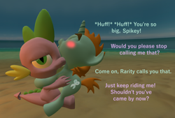 Size: 1598x1080 | Tagged: questionable, artist:papadragon69, spike, 3d, anal, beach, blushing, colt, cowgirl position, dialogue, dragon, dragon on pony action, english, foal, foalcon, g4, gay, imported from derpibooru, interspecies, male, obscured penetration, outdoor sex, outdoors, penetration, pony, sex, sex on the beach, ship:spips, shipping, snips, softcore, source filmmaker, unicorn