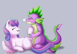 Size: 3507x2480 | Tagged: explicit, artist:exelzior, princess flurry heart, spike, dragon, dragon on pony action, female, foalcon, g4, high res, imported from derpibooru, interspecies, male, missionary position, pony, sex, ship:flurryspike, straight