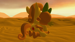 Size: 1920x1080 | Tagged: explicit, artist:papadragon69, spike, sweetie belle, 3d, anus, cowgirl position, desert, dragon, dragon on filly action, dragon on pony action, female, foalcon, g4, genitals, imported from derpibooru, interspecies, male, nudity, penis, pony, sex, ship:spikebelle, shipping, source filmmaker, straight, sunset, vulva