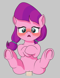 Size: 788x1023 | Tagged: explicit, artist needed, blushing, earth pony, female, filly, foal, foalcon, g4, human, human male, human male on filly, human on pony action, imported from derpibooru, interspecies, lily longsocks, male, open mouth, panting, pony, solo focus, straight, underhoof, vaginal secretions