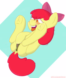 Size: 2166x2558 | Tagged: explicit, artist:purplealacran, apple bloom, abstract background, ahegao, alternate version, anatomically correct, anus, apple bloom's bow, blank flank, blushing, bow, chest fluff, dark genitals, dock, earth pony, female, filly, foal, foalcon, frog (hoof), g4, hair bow, high res, imported from derpibooru, masturbation, messy hair, nudity, open mouth, pony, solo, solo female, tongue out, underhoof, vaginal secretions, vulva