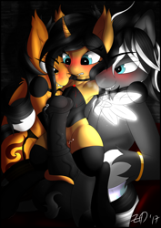 Size: 2894x4093 | Tagged: explicit, artist:ze-dusty, oc, oc:nox arcana, oc:tempest arcana, oc:whirlwind dust, armpits, balls, blank flank, blushing, breath, choker, clothes, corset, curved horn, dark genitals, derpibooru exclusive, ethereal wings, evening gloves, fangs, father and child, father and daughter, female, filly, fishnet stockings, flared, foal, foalcon, fun for the whole family, garter belt, gloves, heartbeat, high res, horn, horsecock, imported from derpibooru, incest, ketchup vein, knot, knotted horsecock, legwear, leonine tail, lingerie, long gloves, male, medial ring, mother and child, mother and daughter, nervous, noxwind, nudity, oc only, parent:oc:nox arcana, parent:oc:whirlwind dust, parents:noxwind, penis, pony, precum, ring, size difference, socks, straight, teasing, thigh highs, twitching penis, vaginal secretions, vampire, vampony, vein, vein bulge, veiny cock, vulva, wedding ring