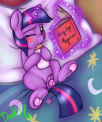 Size: 2111x2520 | Tagged: explicit, artist:lildooks, twilight sparkle, age regression, baby bottle, babycon, blushing, clitoris, dark genitals, female, foalcon, frog (hoof), g4, high res, horn, imported from derpibooru, levitation, magic, magic aura, nudity, one eye closed, pony, reading, sex toy, solo, solo female, telekinesis, underhoof, unicorn, unicorn twilight, vibrator, vulva, vulvar winking, wink