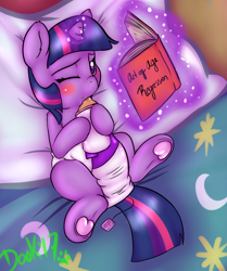 Size: 920x1098 | Tagged: questionable, artist:lildooks, twilight sparkle, age regression, baby bottle, bottle feeding, diaper, diaper fetish, diaperlight sparkle, explicit source, female, fetish, foalcon, frog (hoof), g4, imported from derpibooru, levitation, magic, non-baby in diaper, pony, sex toy, solo, solo female, telekinesis, underhoof, vibrator