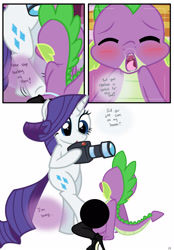 Size: 1741x2500 | Tagged: explicit, artist:pyruvate, rarity, spike, comic:dragon queen, accidental orgasm, age difference, ahegao, blushing, camera, censored, clothes, comic, crossdressing, cum, cum on hooves, dragon, female, femdom, fetish, foalcon, g4, high heels, hind hoofjob, hoof fetish, hoofjob, imported from derpibooru, legwear, male, malesub, molestation, nudity, open mouth, orgasm, penis, premature ejaculation, ship:sparity, shipping, sissy, straight, submissive, surprised, thigh highs