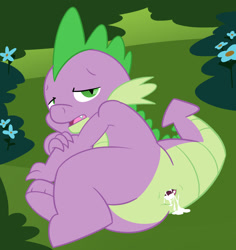 Size: 1500x1590 | Tagged: explicit, artist:jerseydevil, spike, aftersex, anal creampie, anus, creampie, cum, dragon, foalcon, g4, gaping, gaping anus, implied gay, imported from derpibooru, lidded eyes, looking at you, looking back, male, nudity, open mouth, penis, solo, solo male