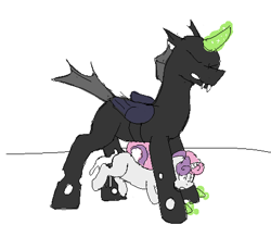 Size: 902x786 | Tagged: explicit, grimdark, artist:dragonlover69, sweetie belle, age difference, changeling, changeling male on filly action, changeling on filly action, changeling on pony action, creampie, cum, cumming, female, filly, foal, foalcon, g4, held down, imported from derpibooru, interspecies, magic, male, male changeling, nudity, penetration, penis, pony, rape, sex, simple background, size difference, straight, unicorn, vaginal, white background