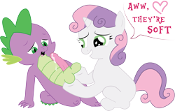 Size: 1771x1127 | Tagged: explicit, artist:ponehcawk, spike, sweetie belle, ball fondling, balls, dragon, female, foalcon, g4, grope, imported from derpibooru, male, nudity, penis, precum, ship:spikebelle, shipping, simple background, straight, transparent background, vector