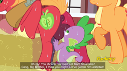 Size: 1500x844 | Tagged: explicit, artist:blargsnarf, applejack, spike, and then spike was gay, anus, ball worship, balls, balls fetish, big balls, big macintosh, cum, cumming, dragon, earth pony, erection, female, fetish, foalcon, g4, gay, gay in front of girls, grin, horsecock, imported from derpibooru, lidded eyes, looking back, male, mare, masturbation, musk, nudity, olfactophilia, orgasm, penis, ponut, pony, raised hoof, rarity's fetish, ship:spikentosh, shipping, show accurate, show accurate porn, smiling, sniffing, spontaneous orgasm, stallion, subtitles, sweat, sweaty balls, sweaty ponut