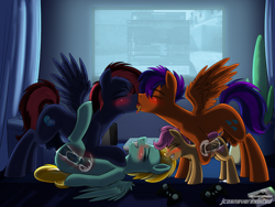 Size: 1000x750 | Tagged: explicit, artist:jcosneverexisted, scootaloo, oc, oc:lightning loons, oc:sleepy rain, age difference, anatomically incorrect, balloon, balls, bisexual, bisexual male, blushing, cactus, canon x oc, controller, counter-strike, counter-strike: global offensive, creampie, cum, cum in uterus, cumming, curtains, eyes closed, female, filly, foal, foalcon, g4, game, gay, group sex, horsecock, imported from derpibooru, internal cumshot, kissing, lightning dust, male, mare, nudity, on back, orgy, pegasus, penetration, penis, pony, scoopy, sex, ship:duns, smiling, spread wings, stallion, stallion on filly, straight, tongue out, uterus, vaginal, vaginal creampie, who needs organs?, wings, x-ray