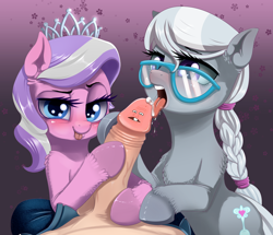 Size: 1109x955 | Tagged: explicit, artist:dankflank, diamond tiara, silver spoon, cum, derpibooru exclusive, drool, drool string, edit, erection, female, filly, foal, foalcon, foaldom, foreskin, funny porn, g4, glasses, human, human male, human male on filly, human on pony action, human penis, imported from derpibooru, interspecies, licking, licking cock, looking at you, male, mare, nudity, oral, penis, pinhead larry, pony, precum, sex, spongebob squarepants, straight, survival of the idiots, tongue out, wat