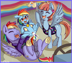 Size: 1477x1300 | Tagged: explicit, artist:anibaruthecat, rainbow dash, 80s windy whistles, ahegao, anus, bad parenting, balls, bottomless, bow hothoof, cheering, clitoral hood, clitoris, clothes, creampie, cum, cum inside rainbow dash, ear piercing, earring, eyes closed, father and child, father and daughter, female, filly, filly rainbow dash, foal, foalcon, fun for the whole family, g4, good parenting, hoodie, horsecock, human vulva on pony, imported from derpibooru, incest, jewelry, male, mare, medial ring, nudity, open mouth, partial nudity, pegasus, penetration, penis, piercing, pony, rainbow dash's parents, raincest, sex, ship:bowdash, ship:windyhoof, shirt, stallion, stallion on filly, straight, tongue out, underhoof, vaginal, vaginal secretions, windy whistles, younger