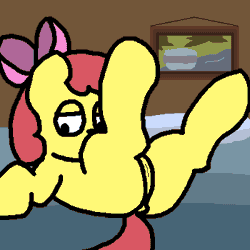 Size: 400x400 | Tagged: explicit, artist:php106, apple bloom, animated, bedroom, bedroom eyes, earth pony, female, filly, foal, foalcon, g4, gif, imported from derpibooru, nudity, pixel art, pony, recording, solo, solo female, spread legs, spreading, vulva