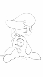 Size: 1440x2560 | Tagged: explicit, silver spoon, artist needed, earth pony, female, foalcon, g4, glasses, grayscale, imported from derpibooru, mare, monochrome, nudity, pony, sketch, solo, solo female, source needed, vulva