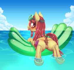 Size: 1736x1632 | Tagged: explicit, artist:dankflank, apple bloom, :p, anatomically correct, anus, bloom butt, blushing, butt, cutie mark, derpibooru exclusive, dive mask, dock, ear fluff, earth pony, female, filly, foal, foalcon, frog (hoof), g4, goggles, imported from derpibooru, inflatable, leg fluff, looking at you, looking back, looking back at you, mare, nudity, ocean, plot, ponut, pony, puckered asshole, smiling, solo, solo female, swimming, the cmc's cutie marks, tongue out, underhoof, unshorn fetlocks, vulva, wet