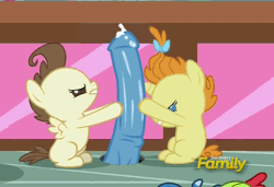 Size: 744x508 | Tagged: explicit, a flurry of emotions, animated, babycon, balloon, edit, edited screencap, erection, foalcon, g4, gif, glory hole, horsecock, imported from derpibooru, my little pony: friendship is magic, no exceptions, nudity, penis, pony, pound cake, precum, pumpkin cake, screencap, show accurate, show accurate porn, we are going to hell