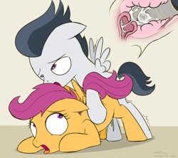 Size: 2160x1920 | Tagged: explicit, artist:dtcx97, scootaloo, ahegao, ass up, broken condom, colored, colt, colt on filly, condom, condom on penis, creampie, cum, cum in uterus, cumming, doggy style, duo, duo male and female, face down ass up, female, filly, foal, foalcon, from behind, g4, horsecock, imported from derpibooru, looking back, male, mounting, nudity, open mouth, pegasus, penetration, penis, pony, rumble, sex, ship:rumbloo, shipping, sketch, straight, this will end in pregnancy, unwanted cumshot, unwanted impregnation, uterus, vagina, vaginal, x-ray
