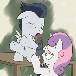 Size: 1800x1800 | Tagged: explicit, artist:dtcx97, sweetie belle, analingus, analingus on male, anus, balls, blushing, colored, colt, dock, eyes closed, female, female on male, female on male analingus, filly, filly on colt, foal, foalcon, g4, horsecock, imported from derpibooru, male, nudity, oral, penis, pony, precum, rumble, sex, ship:rumbelle, shipping, sketch, spread legs, spreading, straight, tongue out